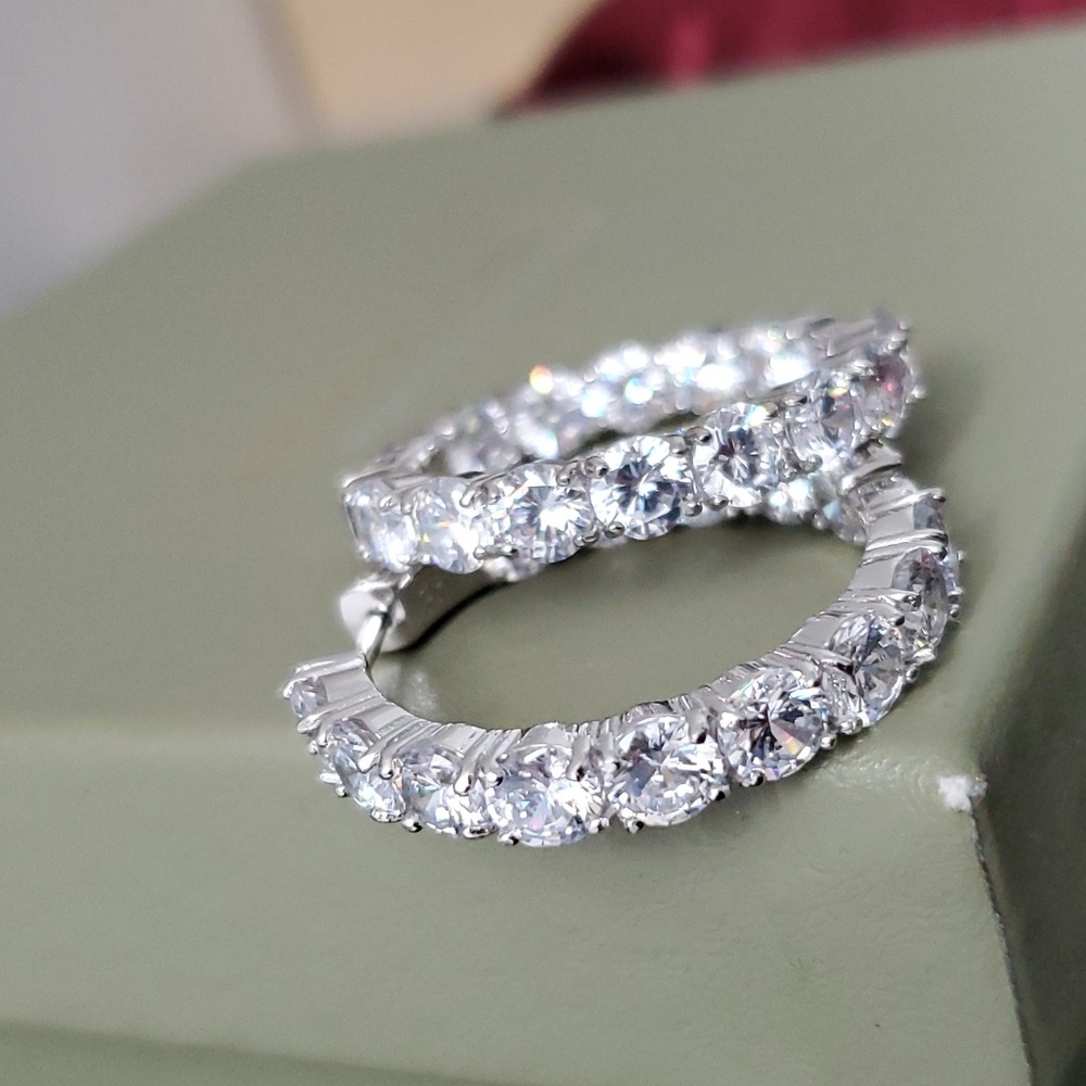 Watch Video / Sterling Silver 925 Inside Out Hoop Earrings